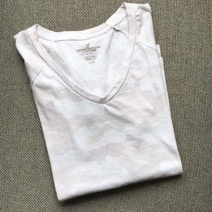 White Camo V-Neck Tee